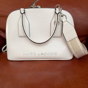 Marc Jacobs Trademarc Medium Dome White Leather Satchel Crossbody